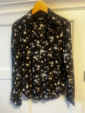 The Kooples Black and White Floral Button-Down Shirt - LIKE NEW